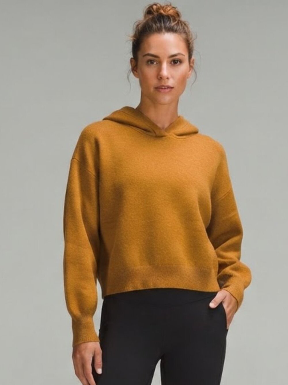 Maeve Compact Hooded Sweater from Anthropologie. Mustard. XS.